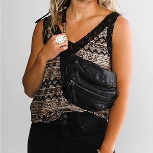 Free People Studded Leather Archer sling bag black